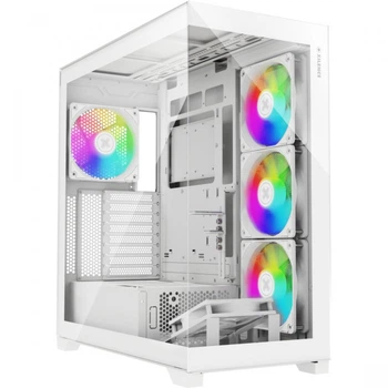 Ігровий корпус для ПК з A-RGB підсвічуванням, скло, підтримка ATX/MicroATX/ITX, білий