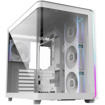 Геймерский корпус для ПК с закаленным стеклом и A-RGB подсветкой, Miditower, без блока питания, белый