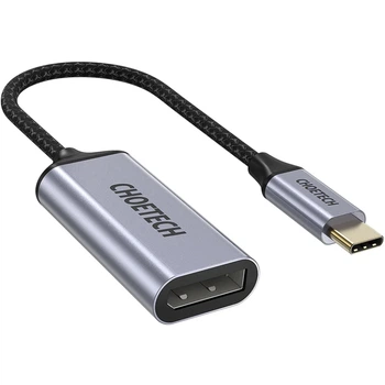 Переходник USB Type-C на DisplayPort 4K 60Hz, 20 см, алюминиевый, серый