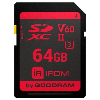 Карта пам'яті GoodRAM IRDM SDXC 64 ГБ, UHS-II U3 V60, 280/95 МБ/с, ударо- та водостійка