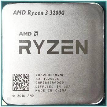 Процесор AMD Ryzen 3 3200G, 4 ядра, 3.6-4.0 ГГц, Radeon Vega 8, 65Вт, сокет AM4, без кулера