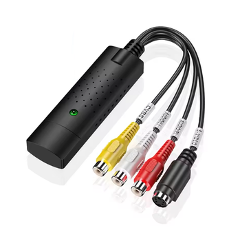 USB видеозахват для оцифровки видео и аудио, поддержка NTSC/PAL/SECAM, подключение RCA/S-Video, USB 2.0, черный