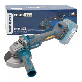 Акумуляторна болгарка PROFI-TEC PPGA203 (20 В, безщітковий двигун, диск 125 мм), коробка (007180)