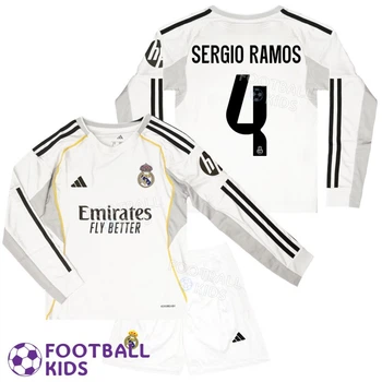 Футбольна форма для дітей Real Madrid SERGIO RAMOS 4 Реал Мадрид 2025-2026 Home Long Sleeve 125-135 см (set4717-135863-4)