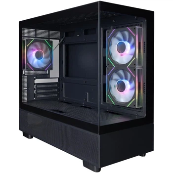 Корпус 1stPlayer Mi5-BK-2FC7R-1FC7, Black, без БЖ, Mini Tower, Micro ATX / Mini ITX, 1xUSB 3.0 / 1xUSB 2.0, макс. CPU - 185 мм / VGA - 360 мм, 3x120 мм ARGB, бічна та передня панель із загартованого скла