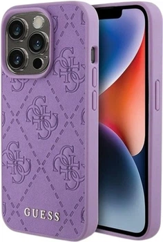 Панель Guess Leather 4G Stamped для Apple iPhone 15 Pro Max Purple (3666339150471)