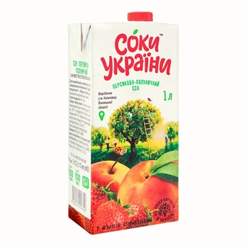 Сік персиково-полуничний з мякоттю Сіки України 1 л (4820146444652)