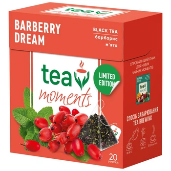 Чай чорний з барбарисом та м’ятою Barberry Dream 20 пирамидок Tea Moments (4823118603644)