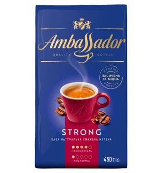 Кава натуральна смажена мелена «Strong», 450 г ТМ «Ambassador» (8720254065267)