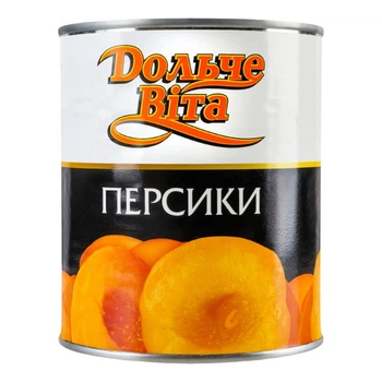 Персик половинками в сиропі Дольче Віта з/б 850 мл (4820072980095)