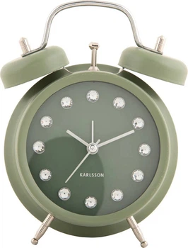 Budzik Karlsson Glam Diamonds 11.8 cm Zielony (8714302754630)