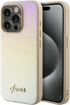 Панель Guess Saffiano Iridescent Script для Apple iPhone 15 Pro Max Gold (3666339225094)
