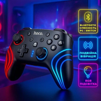 Бездротовий геймпад Bluetooth Hoco GA2 - джойстик-контролер для PC, Switch / Switch 2 до 8 годин роботи