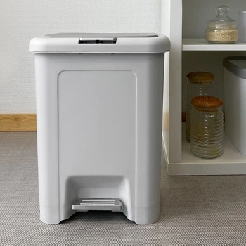 Відро для сміття MBM HOME з кришкою і педаллю BIN-03 18L GRAY пластикове сіре