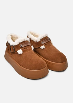 Жіночі короткі зимові замшеві уггі PARADIZE SHOES рудого кольору з боковою застібкою на високій підошві 41 розмір (устілка 26,7 см)