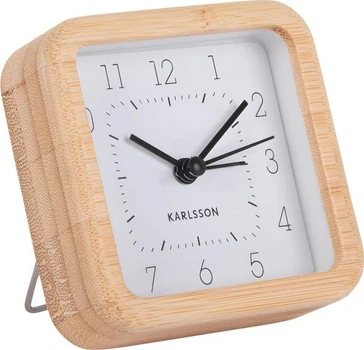 Budzik Karlsson Neat z bambusową obudową 9 x 9 cm Biały (8714302754265)
