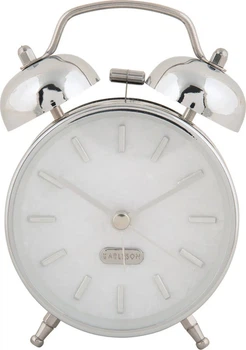 Budzik Karlsson Pearl Glow retro 8 cm Srebrny (8714302751981)