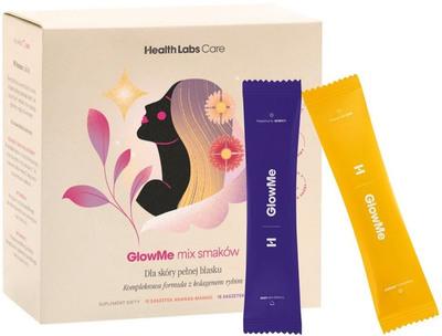 Suplement diety Health Labs Care GlowMe Kolagen z kwasem hialuronowym Ananas-mango + Malina 30 saszetek (5906146790292)