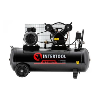 Компрессор, 100 л, 3,0 кВт, 220 В, 10 атм, 500 л/мин, 2 цилиндра INTERTOOL PT-0014