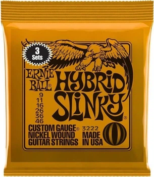 Струны для электрогитары 3 Sets Ernie Ball 3222 Hybrid Slinky Nickel Wound 9/46