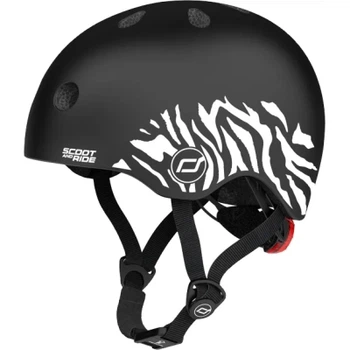Шлем Scoot&Ride 45-51см, зебра, с фонариком (SR-181206-ZEBRA)