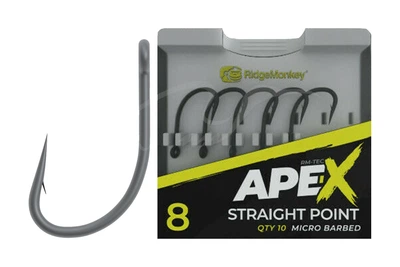 Крючки RidgeMonkey Ape-X Straight Point с бородкой №8 (10 шт/уп) (6117006003)