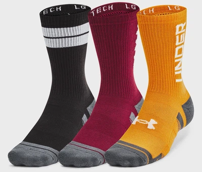 Носки Under Armour Ua Perf Tech Nov 3Pk Crew XL чорний, бордовий, помаранчевий 1379515-625