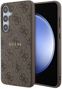 Панель Guess 4G Collection Leather Metal Logo MagSafe для Samsung Galaxy S24+ Brown (GUHMS24MG4GFRW)