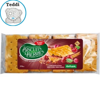 Печиво затяжне з начинкою, "BISCUITS & BERRIES" вишня та родзинки, 210г., Житомирські ласощі
