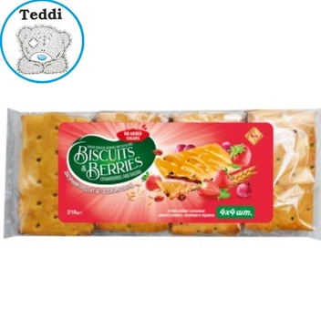 Печиво затяжне "BISCUITS & BERRIES" полуниця та родзинки, 210 г., Житомирські ласощі