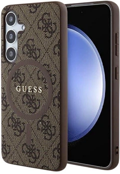 Панель Guess 4G Collection Leather Metal Logo MagSafe для Samsung Galaxy S24 Brown (GUHMS24SG4GFRW)