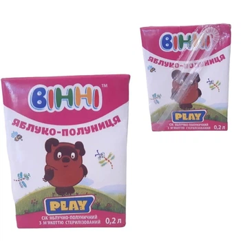 Сік "Вінні" Яблуко-полуниця з м'якоттю стерилізований