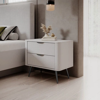 Тумба приліжкова Perfect Home Ланте / Lante 2S з 2 ящиками та чорними ніжками Білий