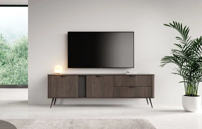 Тумба под ТВ Perfect Home Верис / Veris 2D2S/195 2-дверная с 2 ящиками Дуб дунин/черный