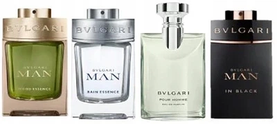 Набір мініатюр для чоловіків Bvlgari Туалетна вода Pour Homme 5 мл + Парфумована вода Wood Essence 5 мл + In Black 5 мл + Rain Essence 5 мл (783320422454)