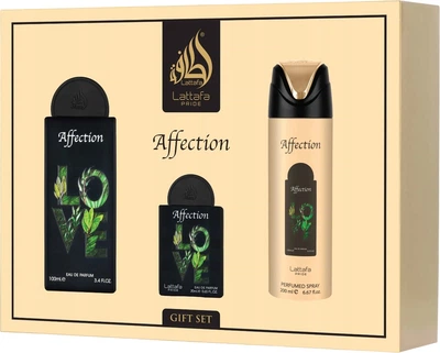 Zestaw unisex Lattafa Pride Affection Woda perfumowana 100 ml + Miniatura 20 ml + Dezodorant w sprayu 200 ml (6290362346555)