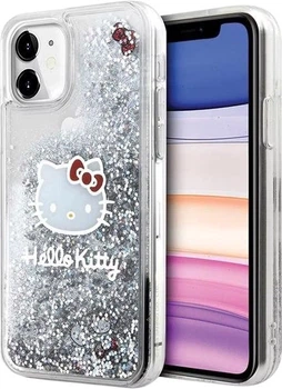 Панель Hello Kitty Liquid Glitter Charms Kitty Head для Apple iPhone 15 / 14 / 13 Silver (HKHCP15SLIKHET)