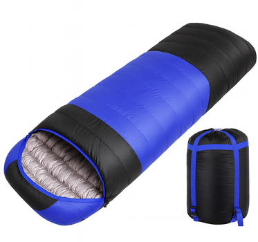 Туристический спальный мешок-одеяло 1.9 кг Sleeping Bag Solve +2°C 210*75 см KT7004102, чёрный с синим