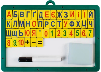 Магнітна дошка з набором магн цифр, знаків та літер+ губка маркер ECONOMIX