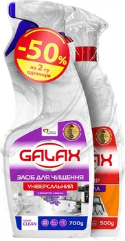 Набір засобів для чищення Galax PowerClean універсал Лаванда 700 г +  PowerClean для кухонних поверхностей 500 г (4262396149145)
