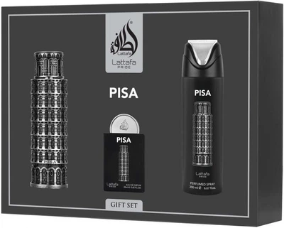 Zestaw unisex Lattafa Pride Pisa Woda perfumowana 100 ml + Miniatura 20 ml + Dezodorant w sprayu 200 ml (6290362347170)