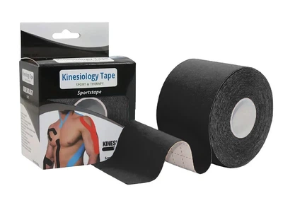 Спортивный кинезио тейп EasyFit Kinesio эластичный пластырь для мышц и связок черный