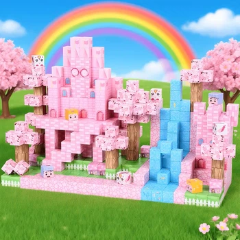 Магнитный конструктор Minecraft 100 блоков Замок с Единорожком