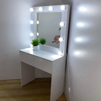 Туалетный столик для макияжа 2 ящика, 180*90*40см, белый, MirrorRika