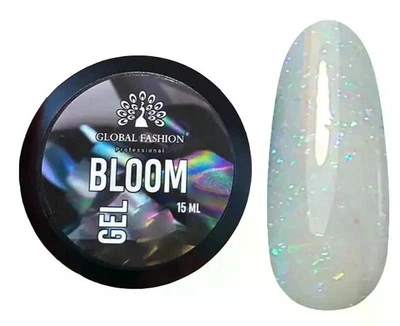 Гель для моделювання нігтів Global Fashion із частинками фольги поталь Bloom 15 мл №8