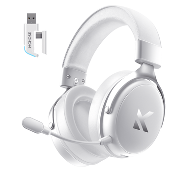 Бездротові ігрові навушники Mchose V9 Pro / Bluetooth / Об'ємний звук 7.1 / 2.4G / White