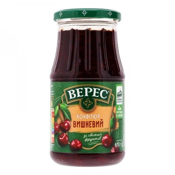 Конфітюр вишневий с/б Верес 620 г (4823105402199)