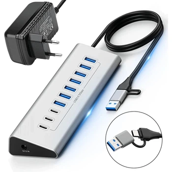 USB 3.0 хаб Blueendless HU105 10 в 1 hub картридер 100см металевий