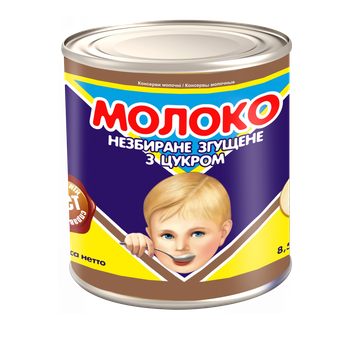 Молоко незбиране згущене з цукром 8,5% жиру ТМ Первомайський МКК 370 г (4820261570106)