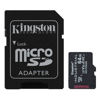 Карта памяти с адаптером microSDHC/SDXC Kingston Industrial 64GB C10 A1 U3 V30 R 100Mb/s W 80Mb/s Black (SDCIT2/64GB)